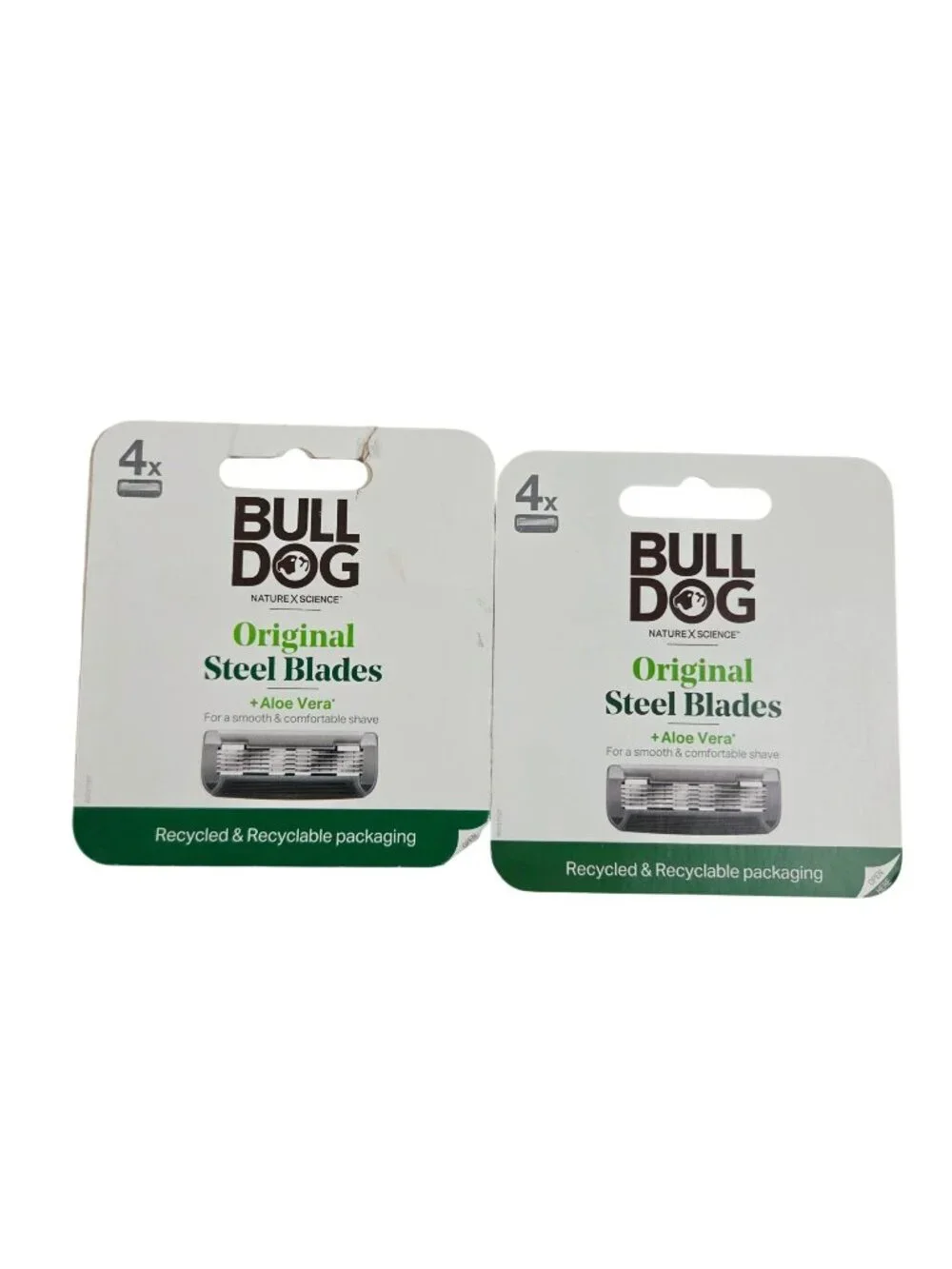 Bull Dog Razor Blades 2 Sets of 4 Tempered Steel Aloe Vera Precision Trimmer NEW